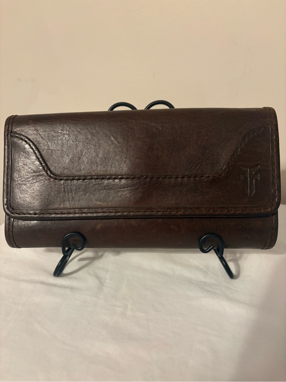 Frye “Melissa” Trifold Antique Dark Brown Leather Wallet
